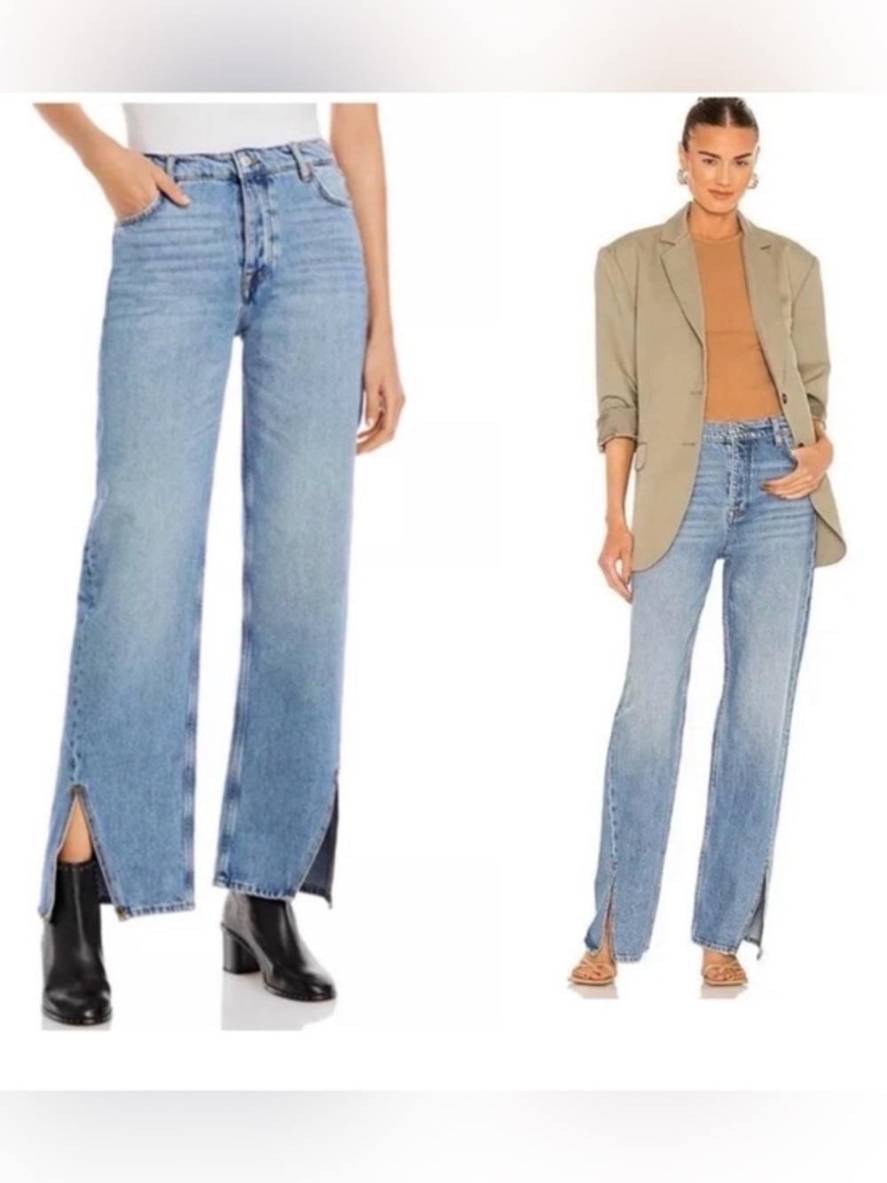 Free People "We The Free" High Waist Slit Hem Straight , Vintage Light, size 28